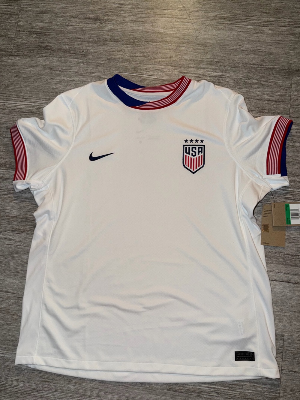 Nike Women’s White USA Soccer Jersey with Red & Blue Trim